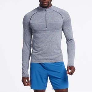 RHONE Celliant Blue Performance Seamless 1/4 Zip Pullover Top Size Medium